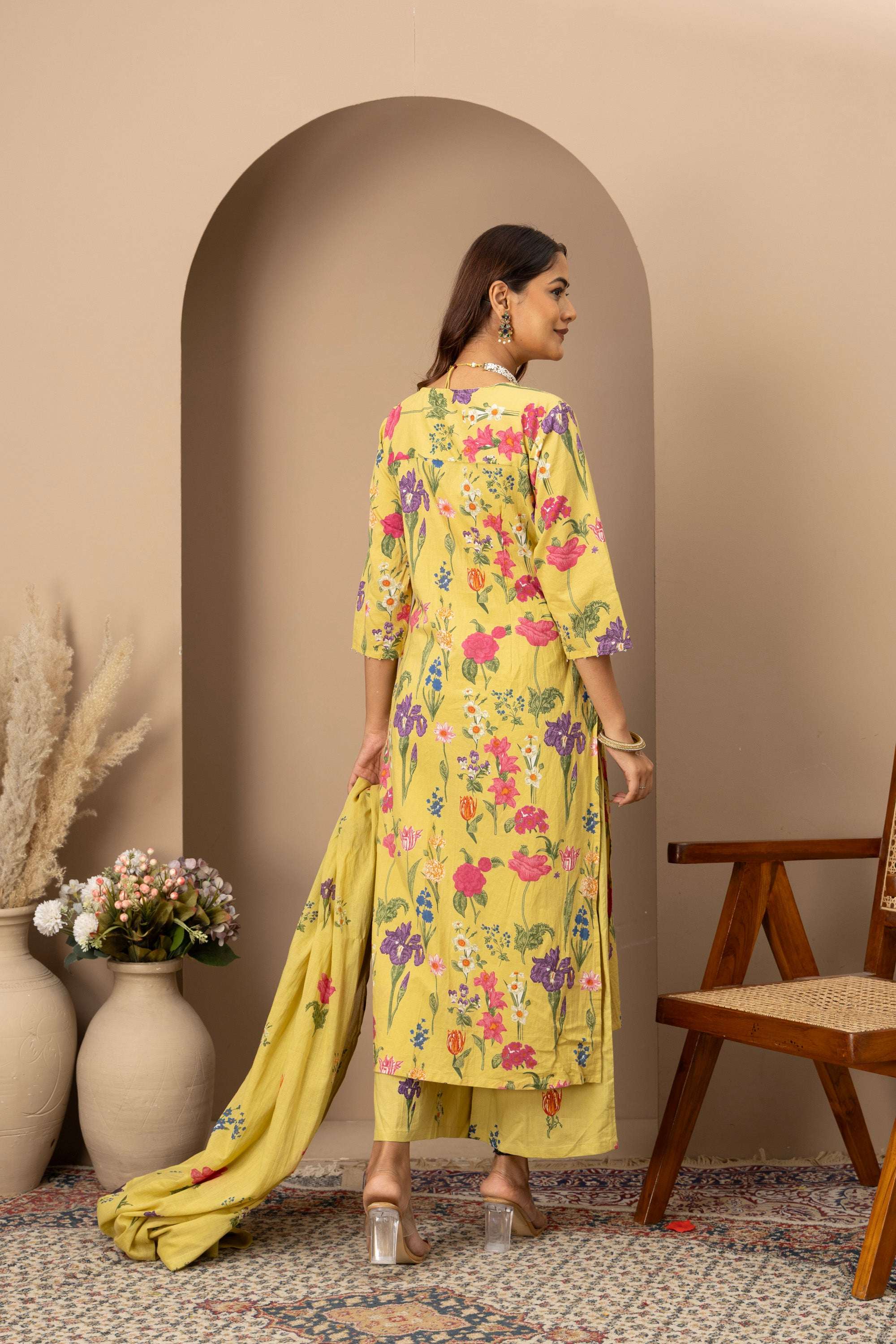 Lemon Floral Printed Suit Set