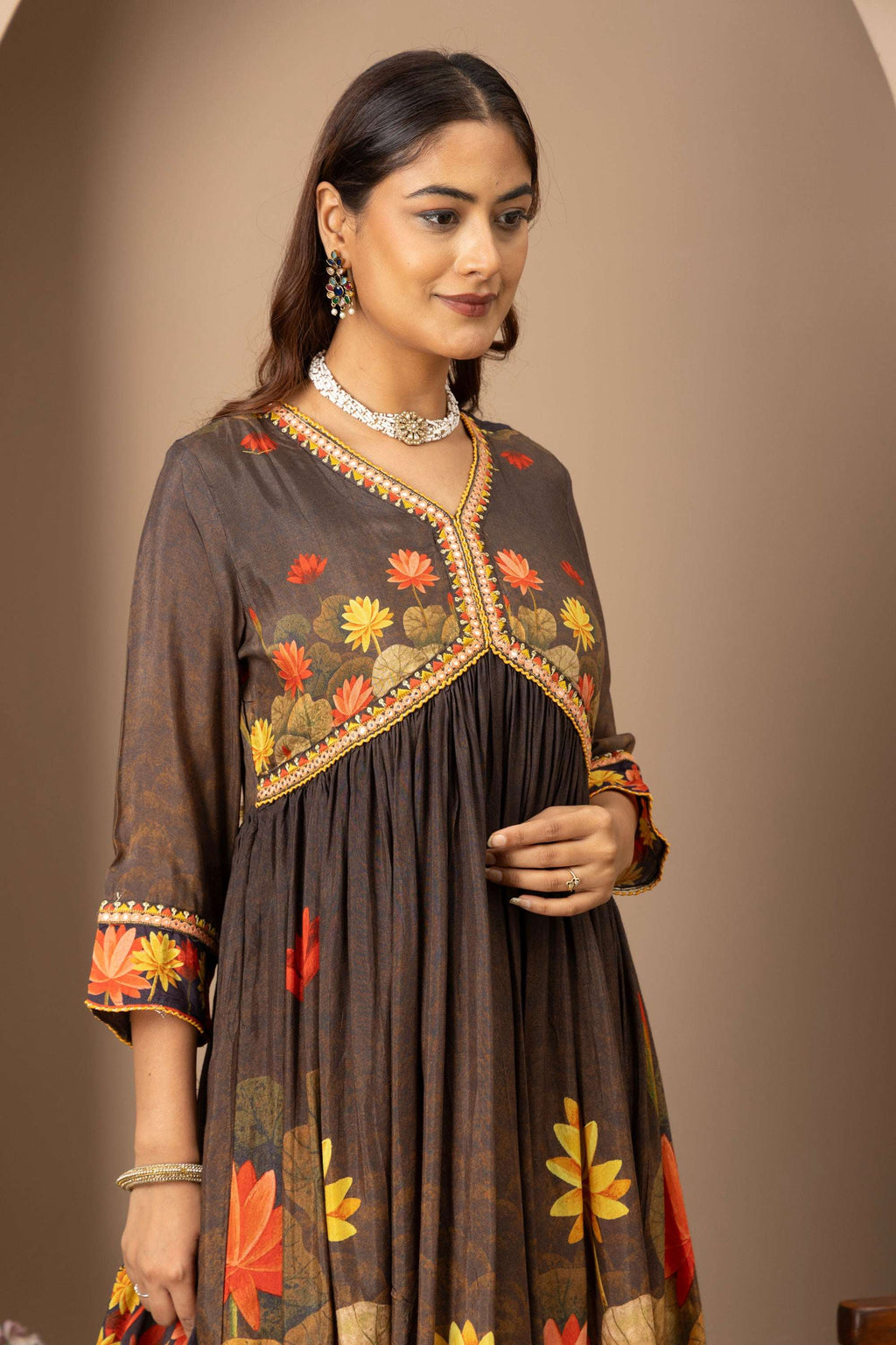 Charcoal Floral Statement Suit Set