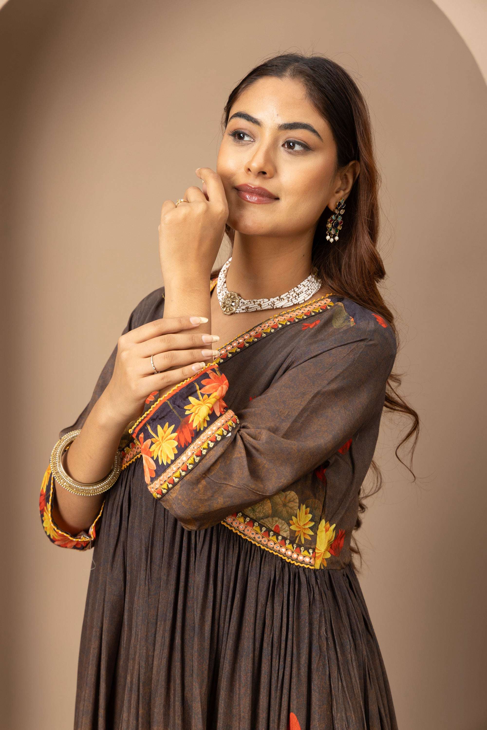 Charcoal Floral Statement Suit Set