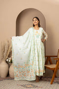 Mint Floral Embroidered Suit Set
