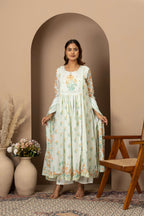 Mint Floral Embroidered Suit Set