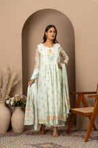 Mint Floral Embroidered Suit Set