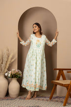Mint Floral Embroidered Suit Set