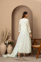 Mint Floral Embroidered Suit Set