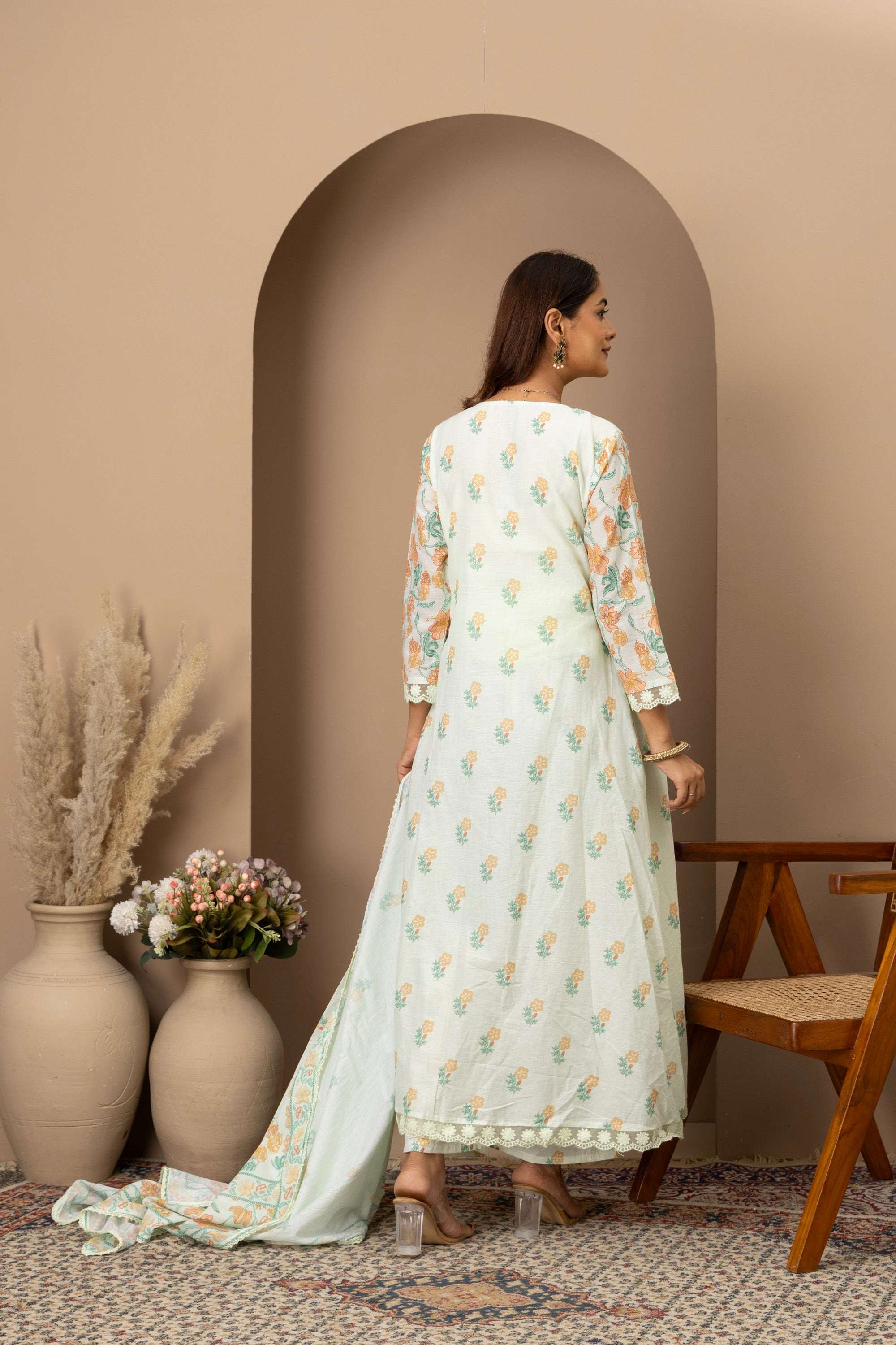 Mint Floral Embroidered Suit Set