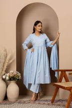 Powder Blue Embroidered Suit Set