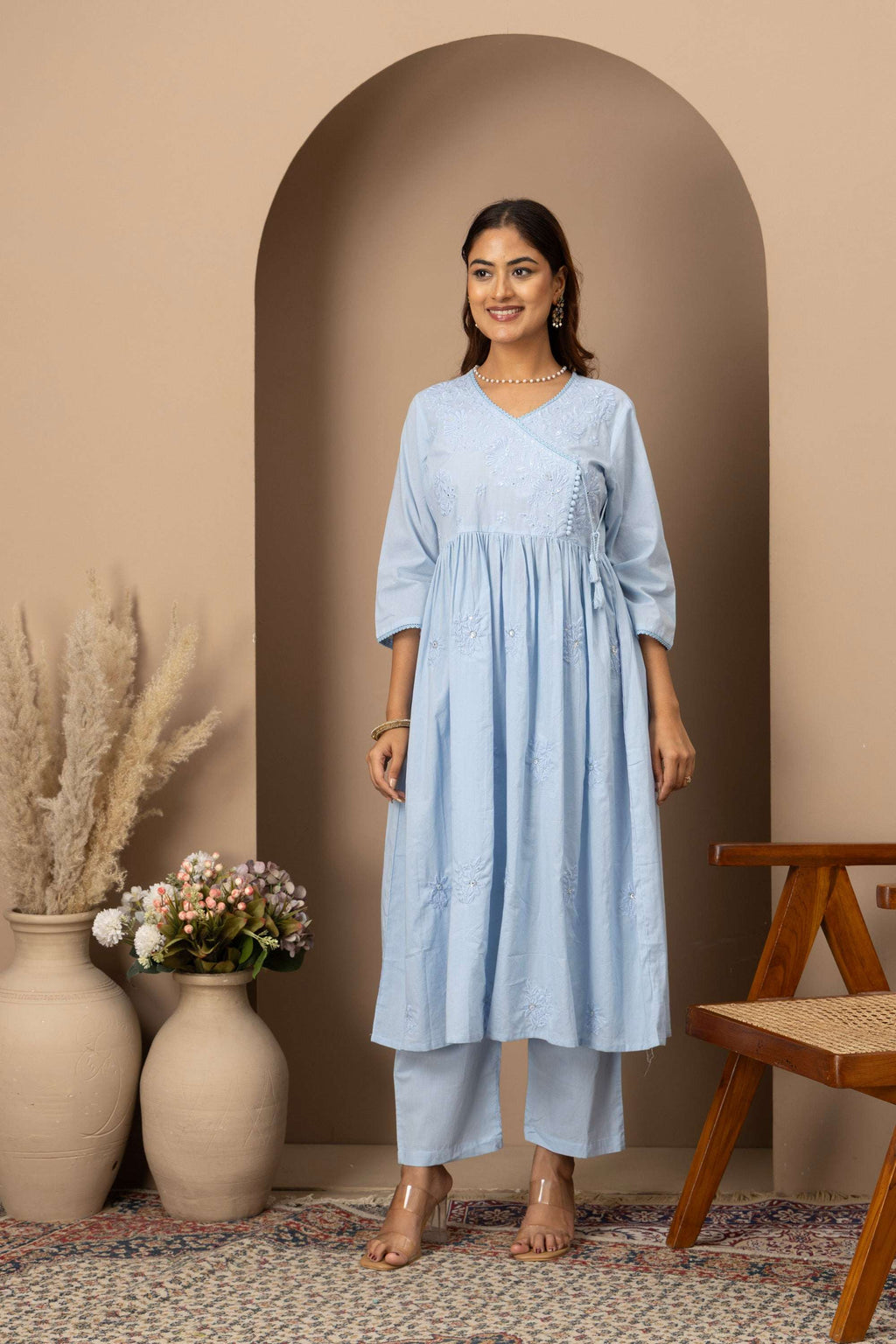 Powder Blue Embroidered Suit Set