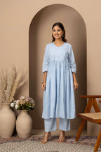 Powder Blue Embroidered Suit Set