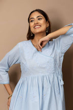 Powder Blue Embroidered Suit Set