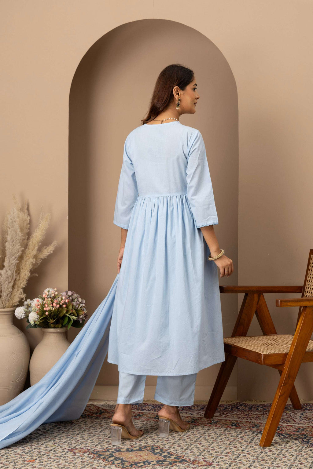 Powder Blue Embroidered Suit Set