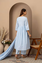 Powder Blue Embroidered Suit Set