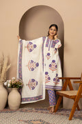Ivory Lavender Printed Suit Set