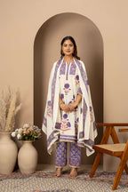 Ivory Lavender Printed Suit Set