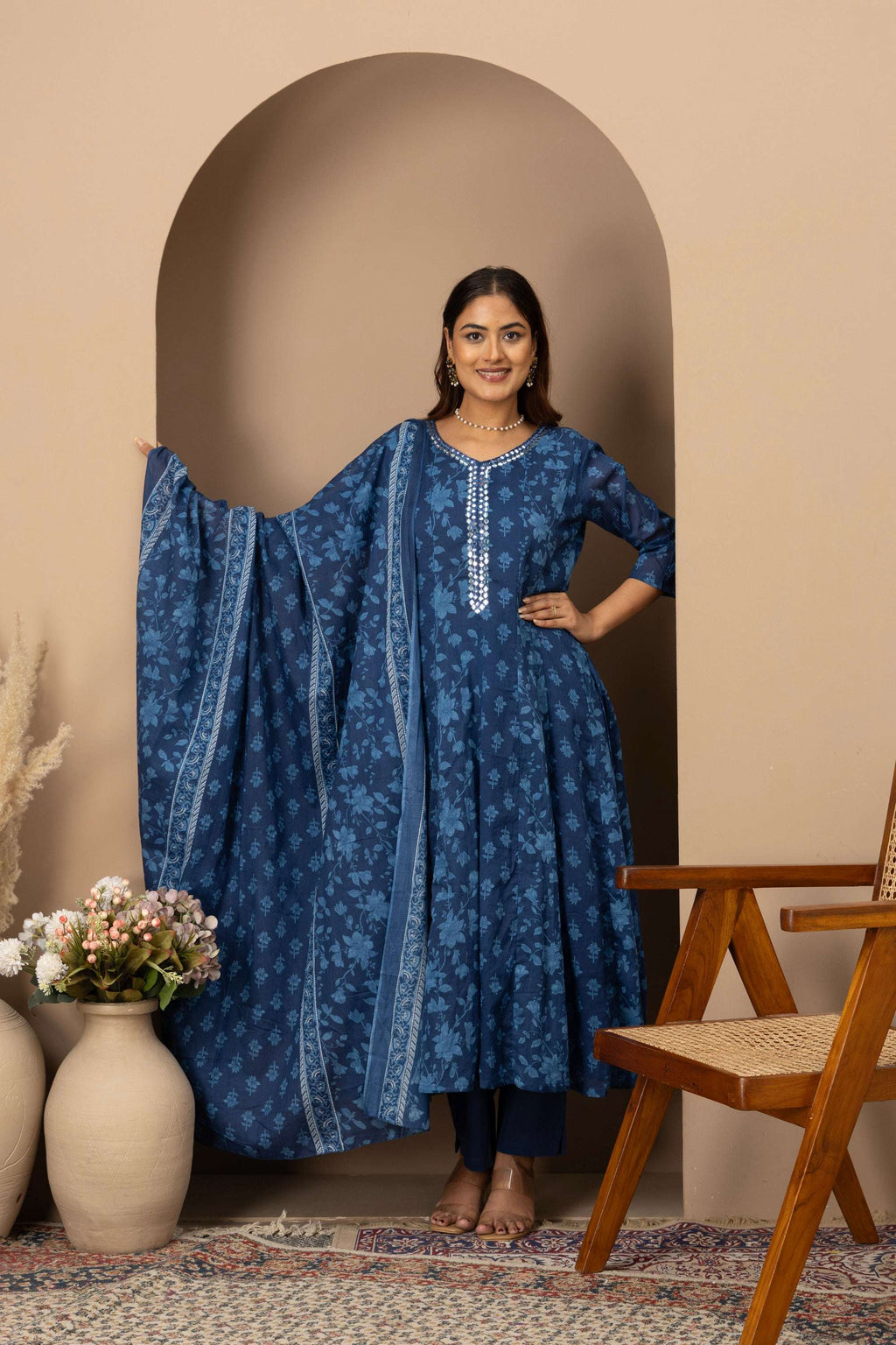 Midnight Blue Floral Suit Set