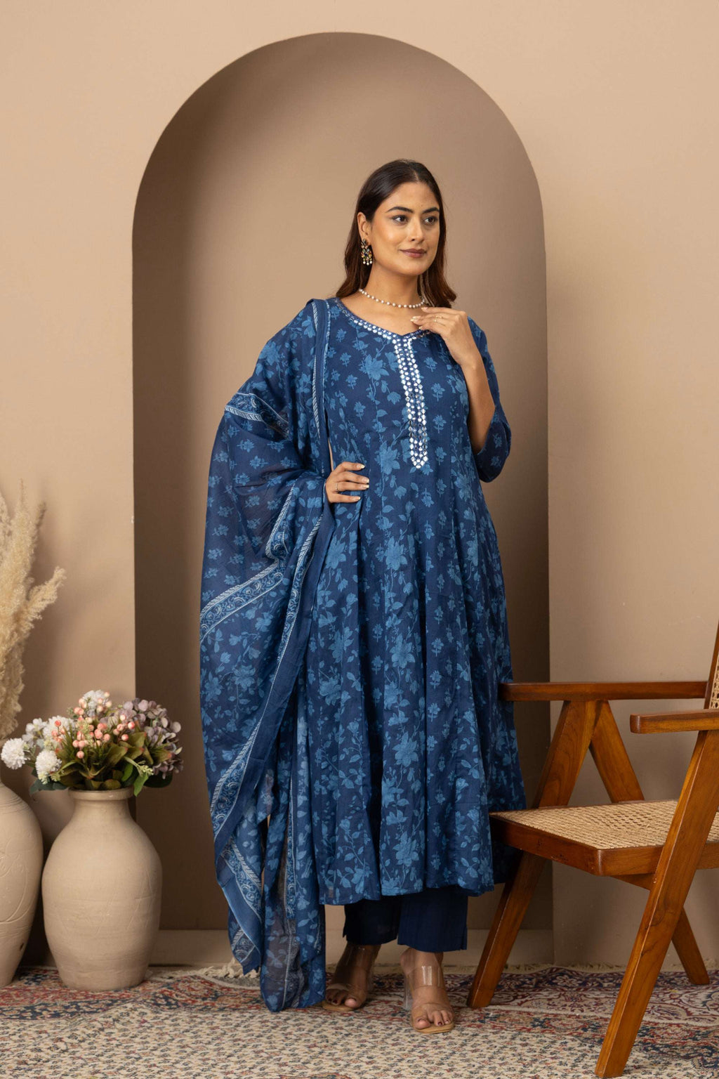 Midnight Blue Floral Suit Set