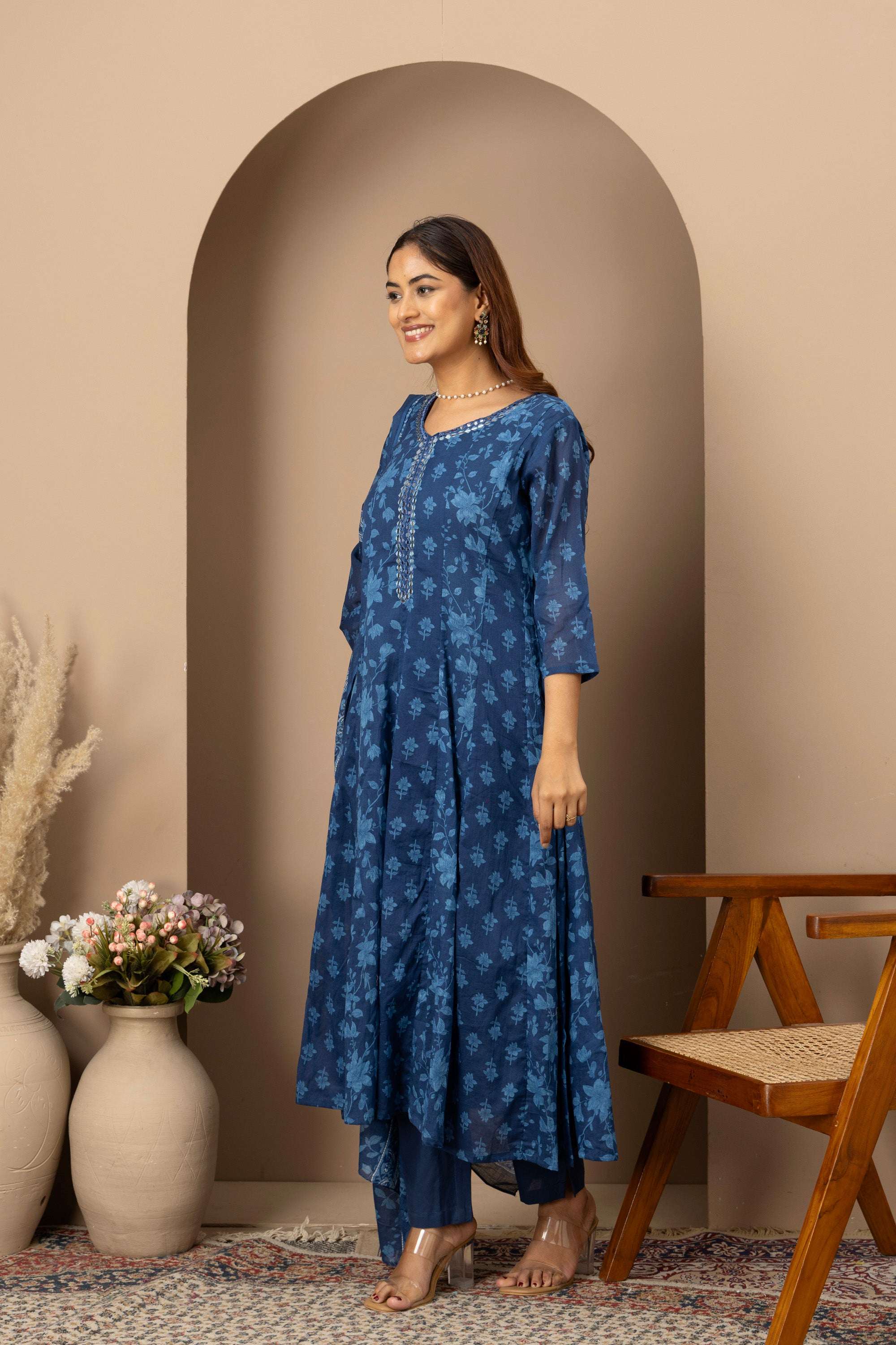 Midnight Blue Floral Suit Set