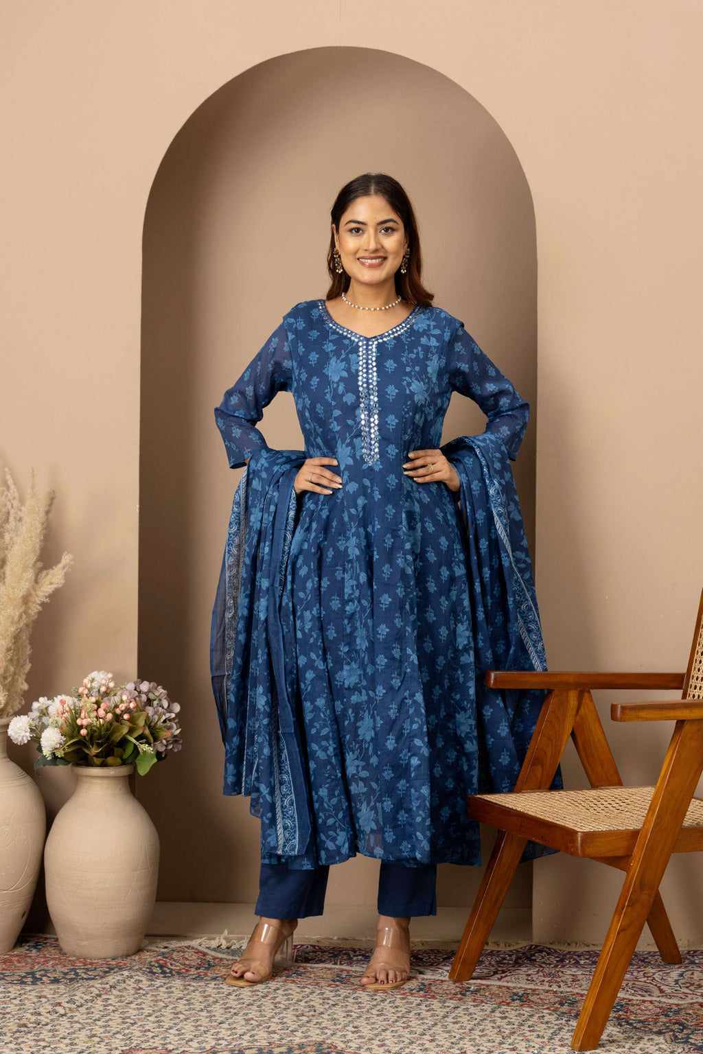 Midnight Blue Floral Suit Set