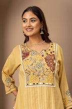 Pastel Yellow Embroidered Suit Set