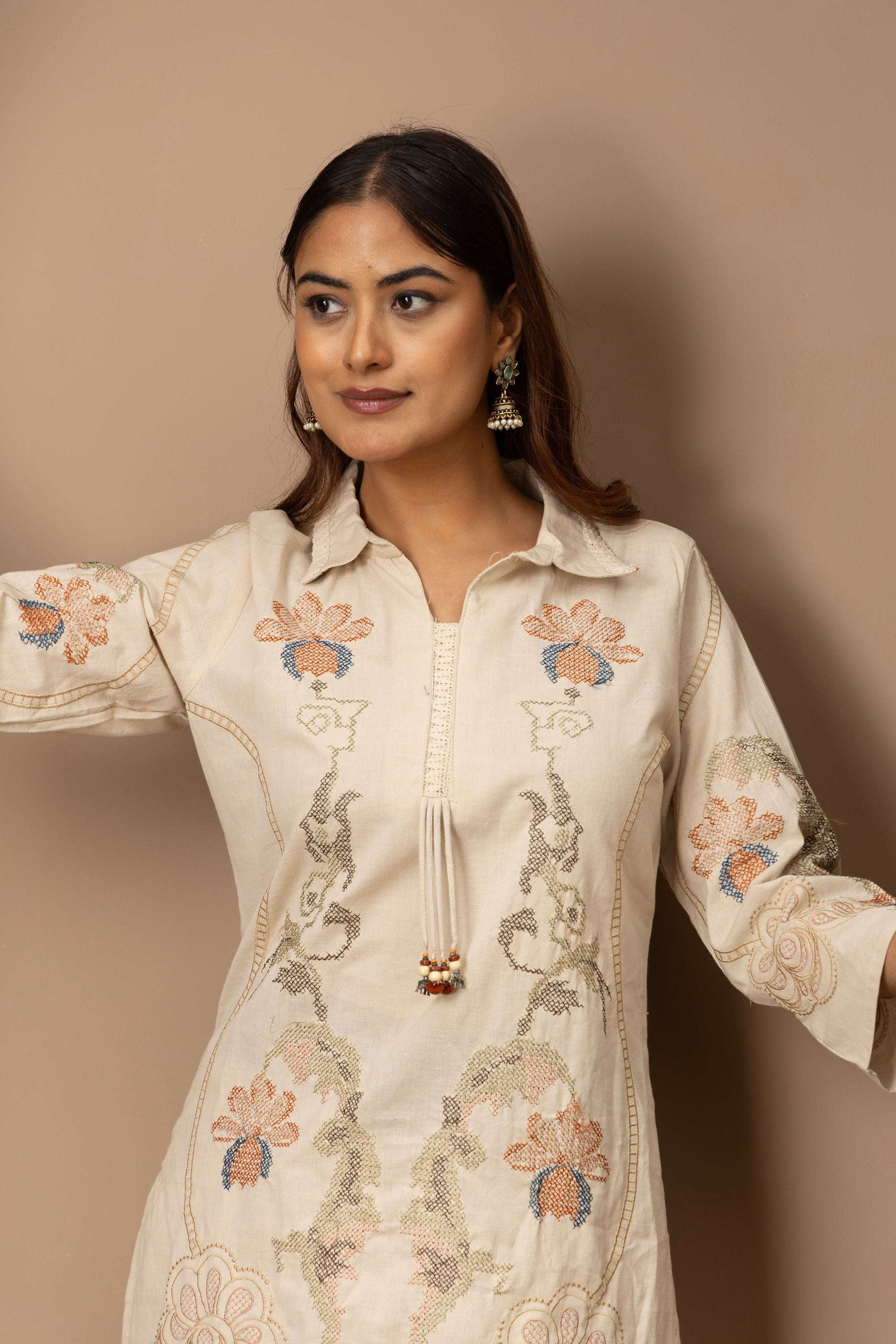 Ivory Threadwork Suit Set