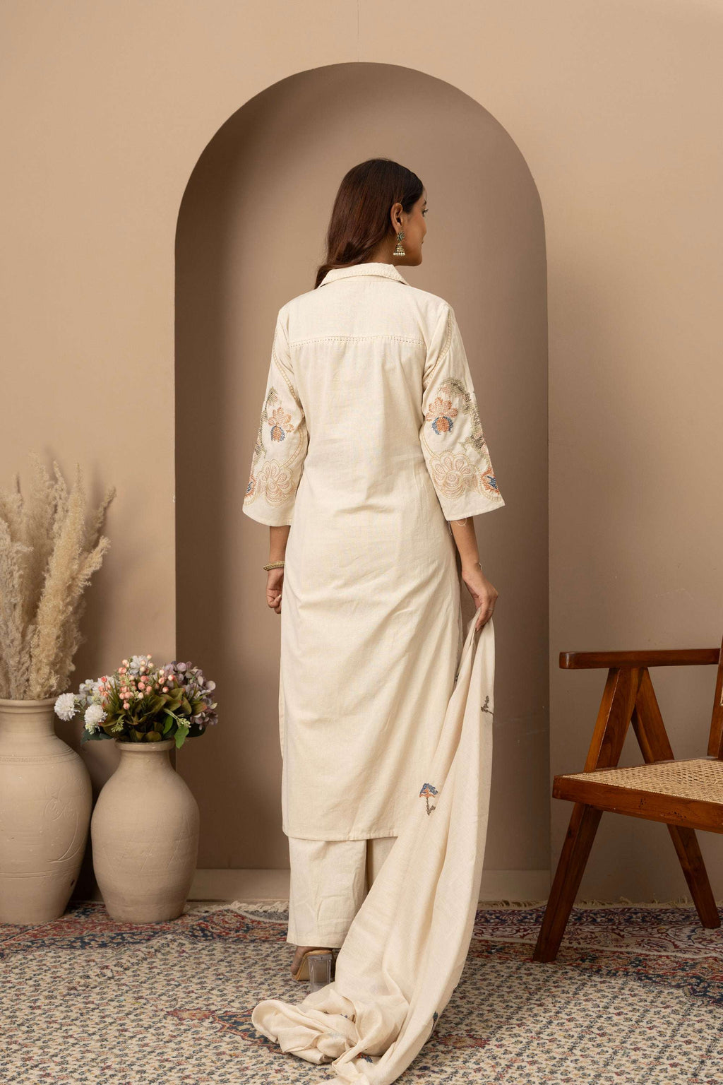 Ivory Threadwork Suit Set