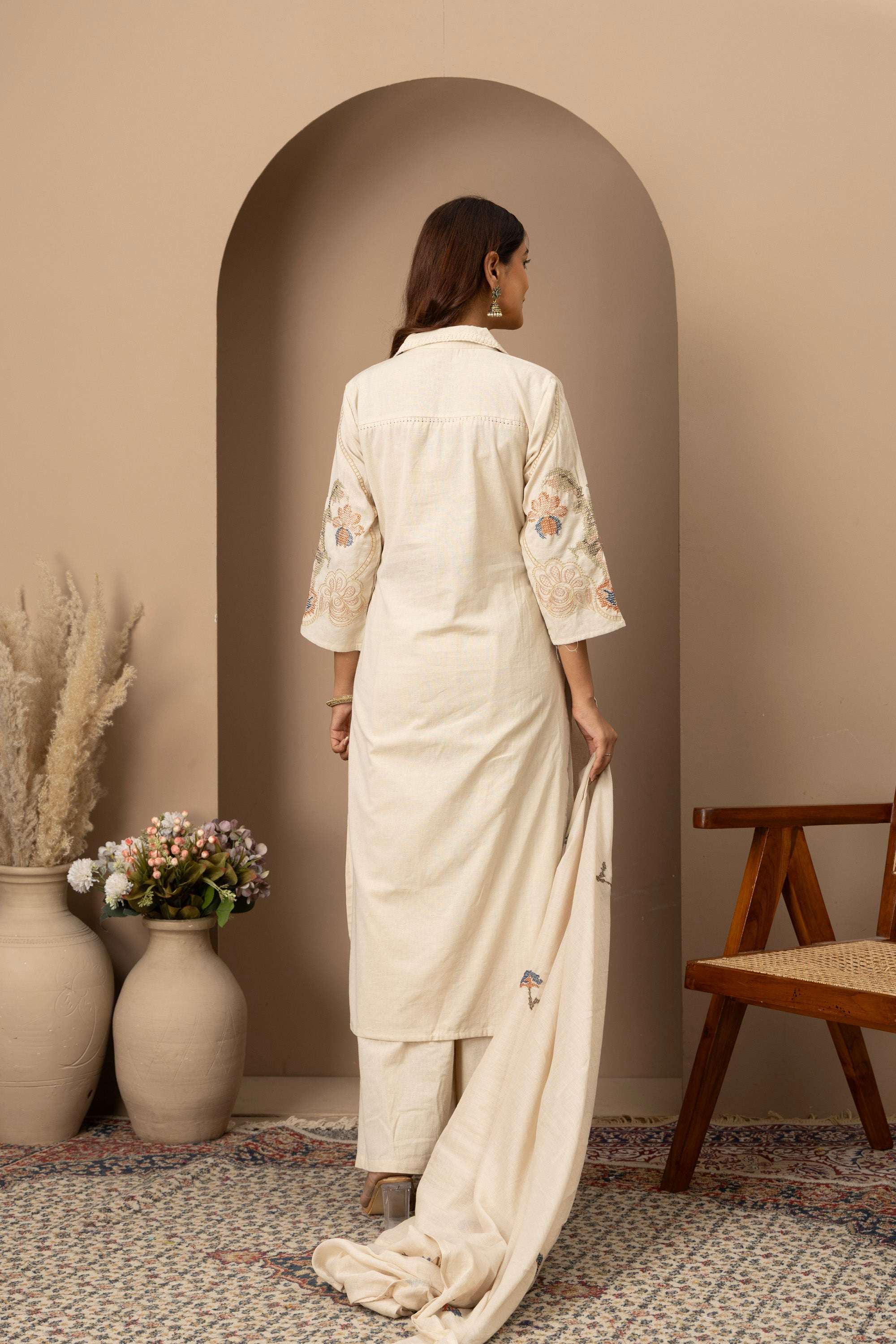 Ivory Threadwork Suit Set