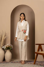 Beige Embroidered Co-ord Set