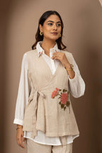 Beige Embroidered Co-ord Set