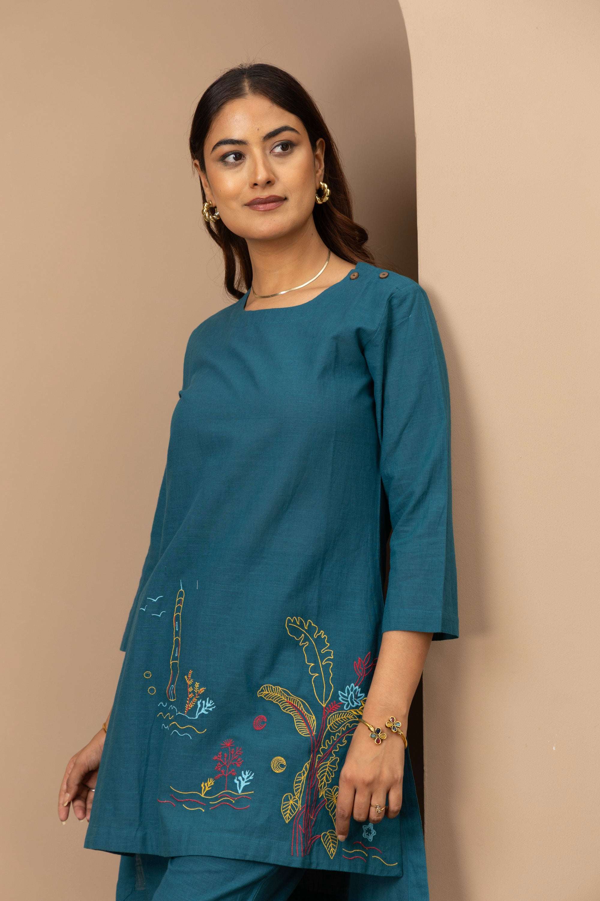 Teal Embroidered Co-ord Set