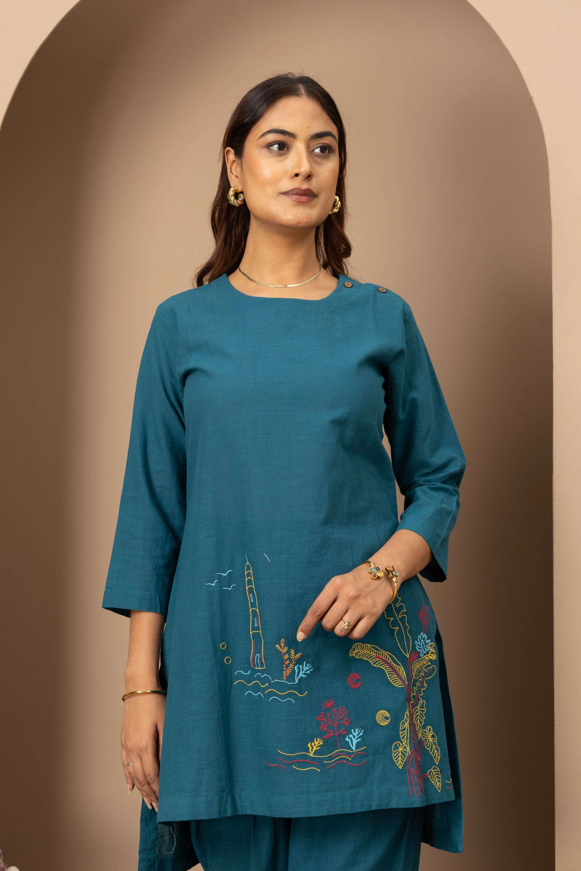 Teal Embroidered Co-ord Set
