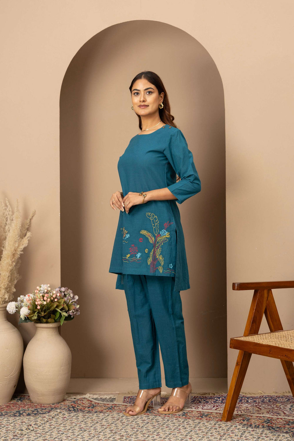 Teal Embroidered Co-ord Set