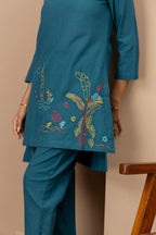 Teal Embroidered Co-ord Set