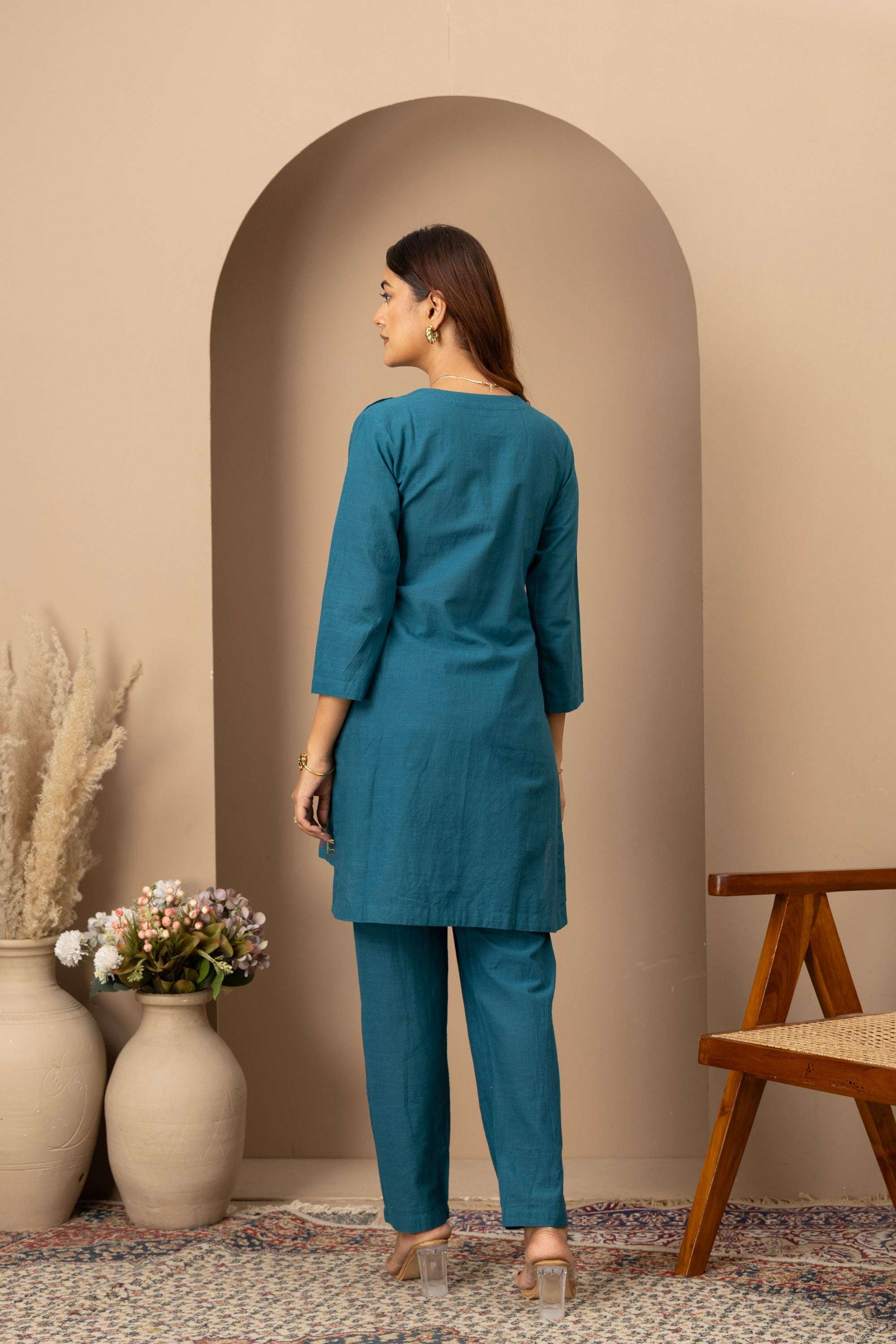 Teal Embroidered Co-ord Set