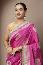Rani Pink Saree with Regal Gold Zari Work