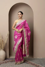 Rani Pink Saree with Regal Gold Zari Work