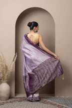 Lavender Saree with Deep Purple Zari Accents