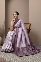 Lavender Saree with Deep Purple Zari Accents