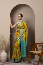 Mustard Yellow Saree with Teal Zari Accents