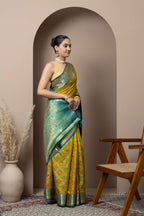 Mustard Yellow Saree with Teal Zari Accents