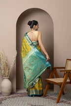 Mustard Yellow Saree with Teal Zari Accents