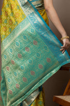 Mustard Yellow Saree with Teal Zari Accents