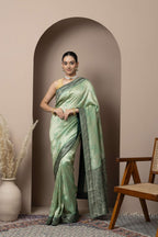 Mint Green Saree with Contrasting Zari Accents
