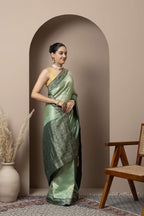 Mint Green Saree with Contrasting Zari Accents