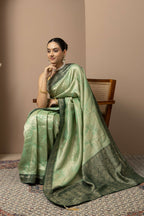 Mint Green Saree with Contrasting Zari Accents