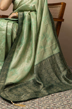 Mint Green Saree with Contrasting Zari Accents