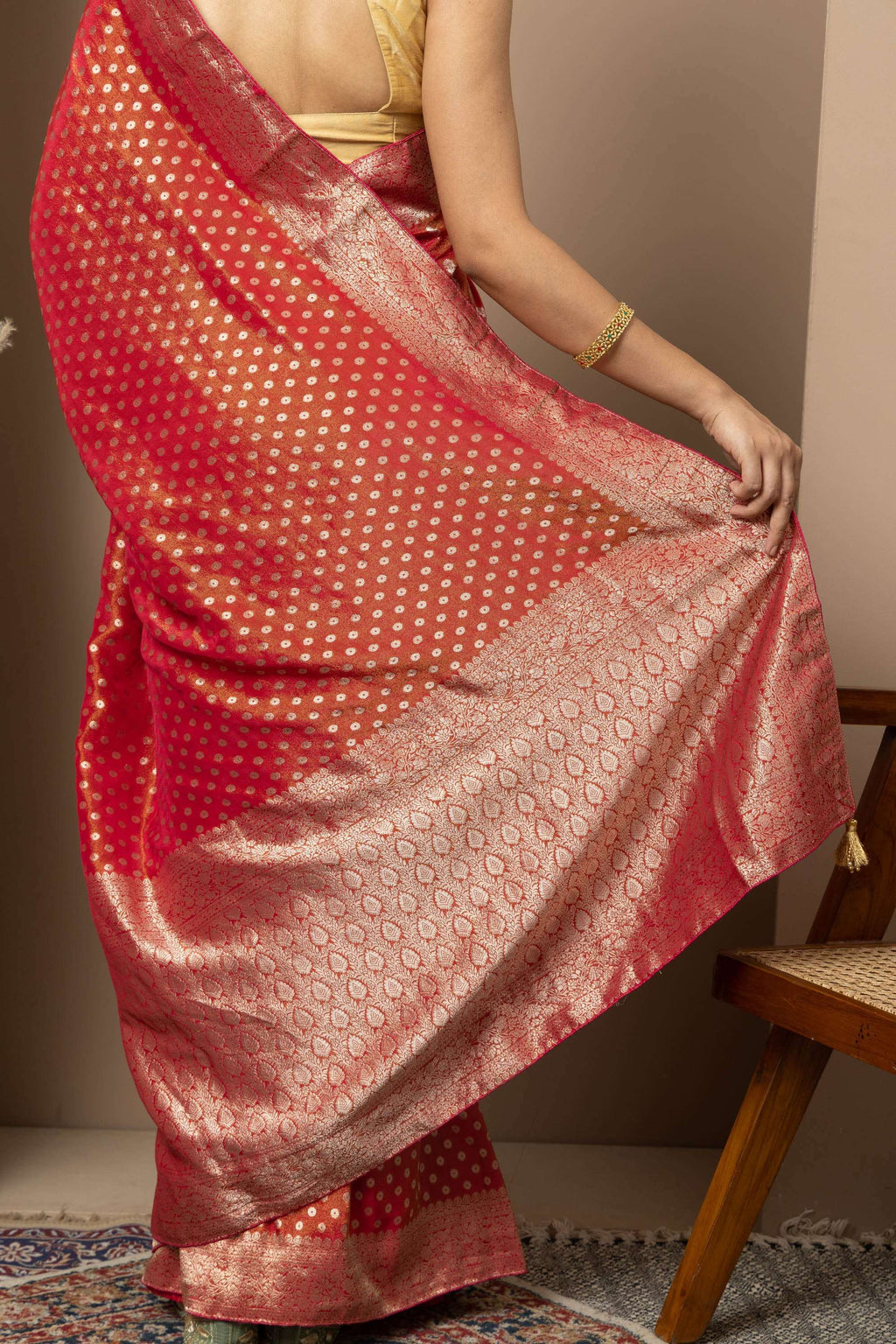 Classic Red Saree with Rich Gold Zari