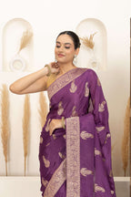Royal Purple Saree with Antique Gold Zari