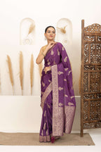 Royal Purple Saree with Antique Gold Zari