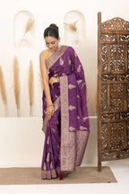 Royal Purple Saree with Antique Gold Zari