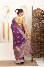 Royal Purple Saree with Antique Gold Zari