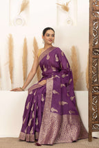 Royal Purple Saree with Antique Gold Zari